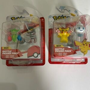 Pokemon Battle Figure Lot pikachu holiday vanelite and Roselia Pawniard